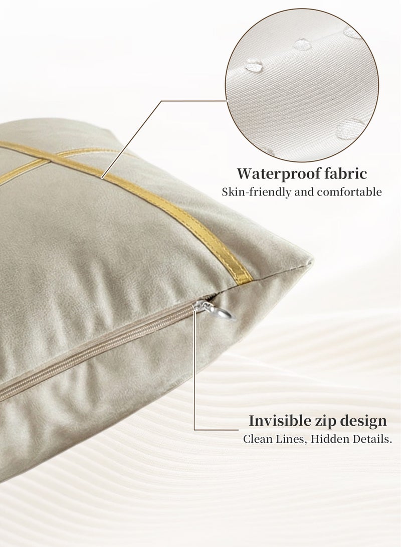 INFOSUN Two-Piece Pillow Cover Set, Sofa Cushion Cover, Pillowcase, Waterproof Gold Thread Design Pillow Cover, Sofa Pillowcase  45cm x 45cm, Living Room Sofa Bed Pillowcase 18x18 inches - Image 3